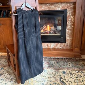 Brooks Brothers Dress, Black Pinstripe, Vitale Barberis Canonico Wool, Size 2